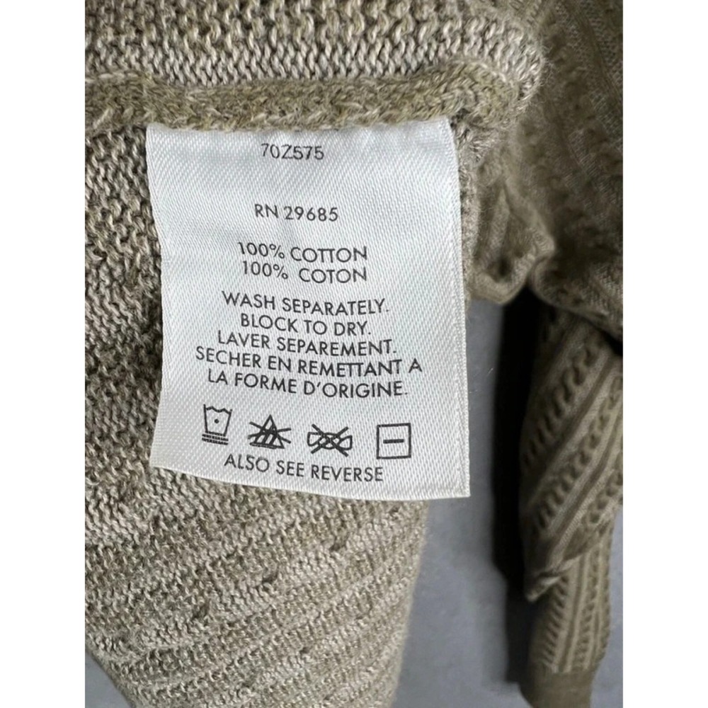 PENDLETON V Neck Cable Knit Cotton Jumper Sweater Men Size XL Khaki GRANDPACORE - Picture 4 of 4